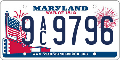 MD license plate 9AC9796