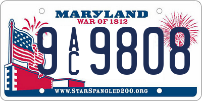 MD license plate 9AC9808
