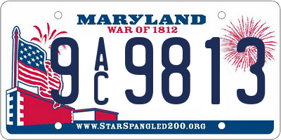 MD license plate 9AC9813
