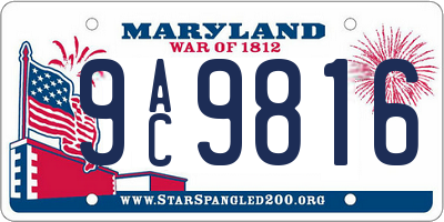 MD license plate 9AC9816