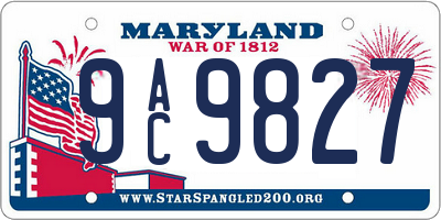 MD license plate 9AC9827