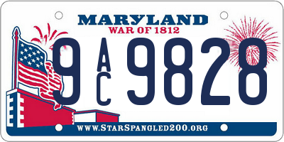 MD license plate 9AC9828