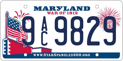 MD license plate 9AC9829