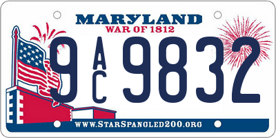 MD license plate 9AC9832