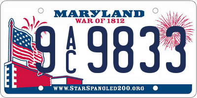 MD license plate 9AC9833