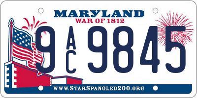 MD license plate 9AC9845