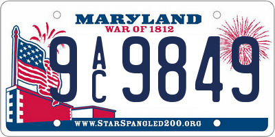 MD license plate 9AC9849