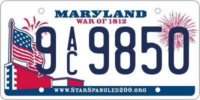 MD license plate 9AC9850