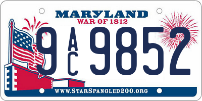 MD license plate 9AC9852