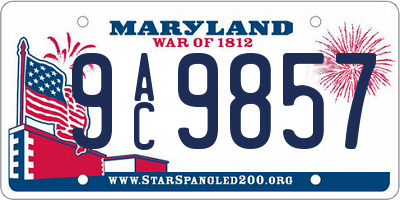 MD license plate 9AC9857