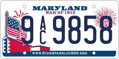 MD license plate 9AC9858
