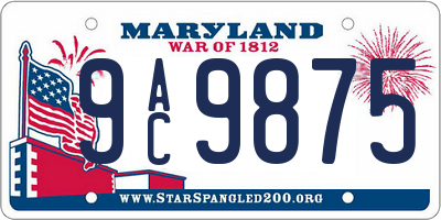 MD license plate 9AC9875