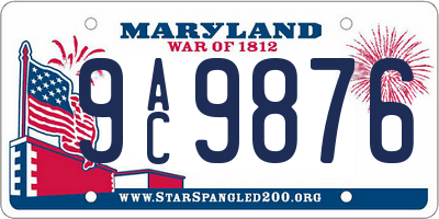 MD license plate 9AC9876