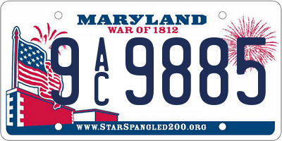 MD license plate 9AC9885