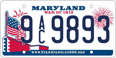 MD license plate 9AC9893