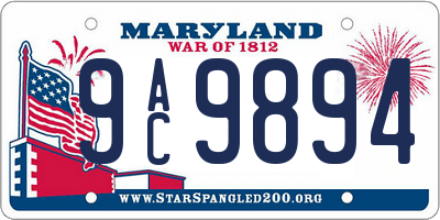 MD license plate 9AC9894