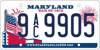 MD license plate 9AC9905