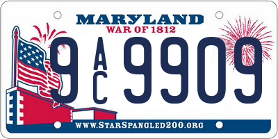MD license plate 9AC9909