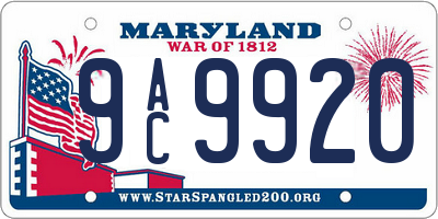MD license plate 9AC9920
