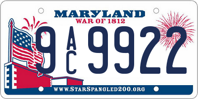 MD license plate 9AC9922