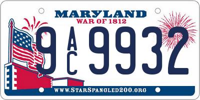 MD license plate 9AC9932