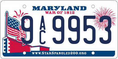 MD license plate 9AC9953