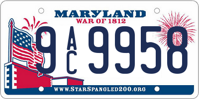 MD license plate 9AC9958