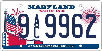 MD license plate 9AC9962