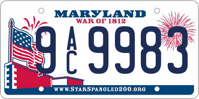 MD license plate 9AC9983