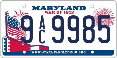 MD license plate 9AC9985