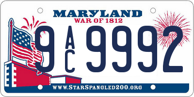 MD license plate 9AC9992