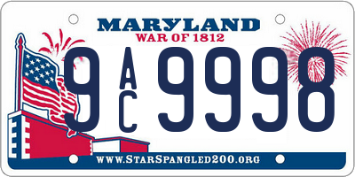 MD license plate 9AC9998