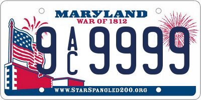 MD license plate 9AC9999