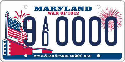 MD license plate 9AD0000