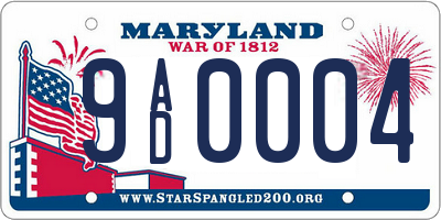 MD license plate 9AD0004