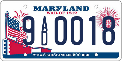 MD license plate 9AD0018