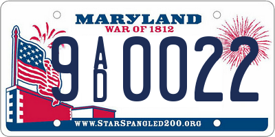 MD license plate 9AD0022