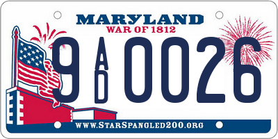 MD license plate 9AD0026