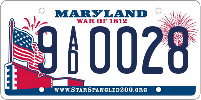 MD license plate 9AD0028