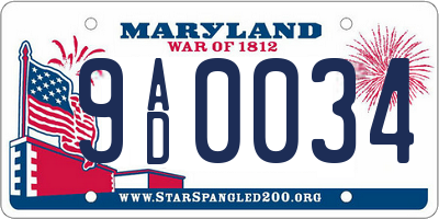 MD license plate 9AD0034