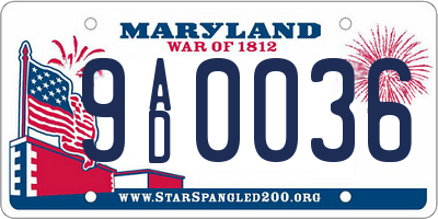 MD license plate 9AD0036