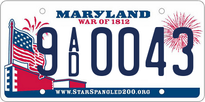 MD license plate 9AD0043
