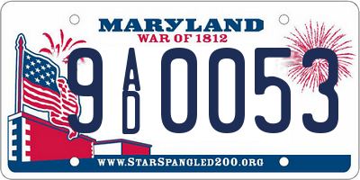 MD license plate 9AD0053