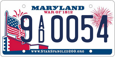 MD license plate 9AD0054