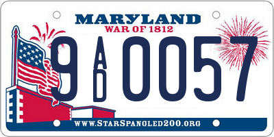 MD license plate 9AD0057