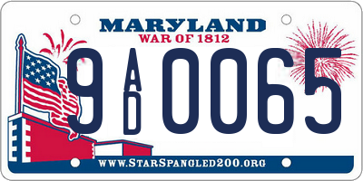 MD license plate 9AD0065