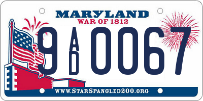 MD license plate 9AD0067