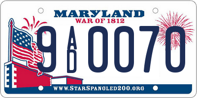 MD license plate 9AD0070