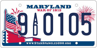 MD license plate 9AD0105