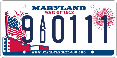 MD license plate 9AD0111